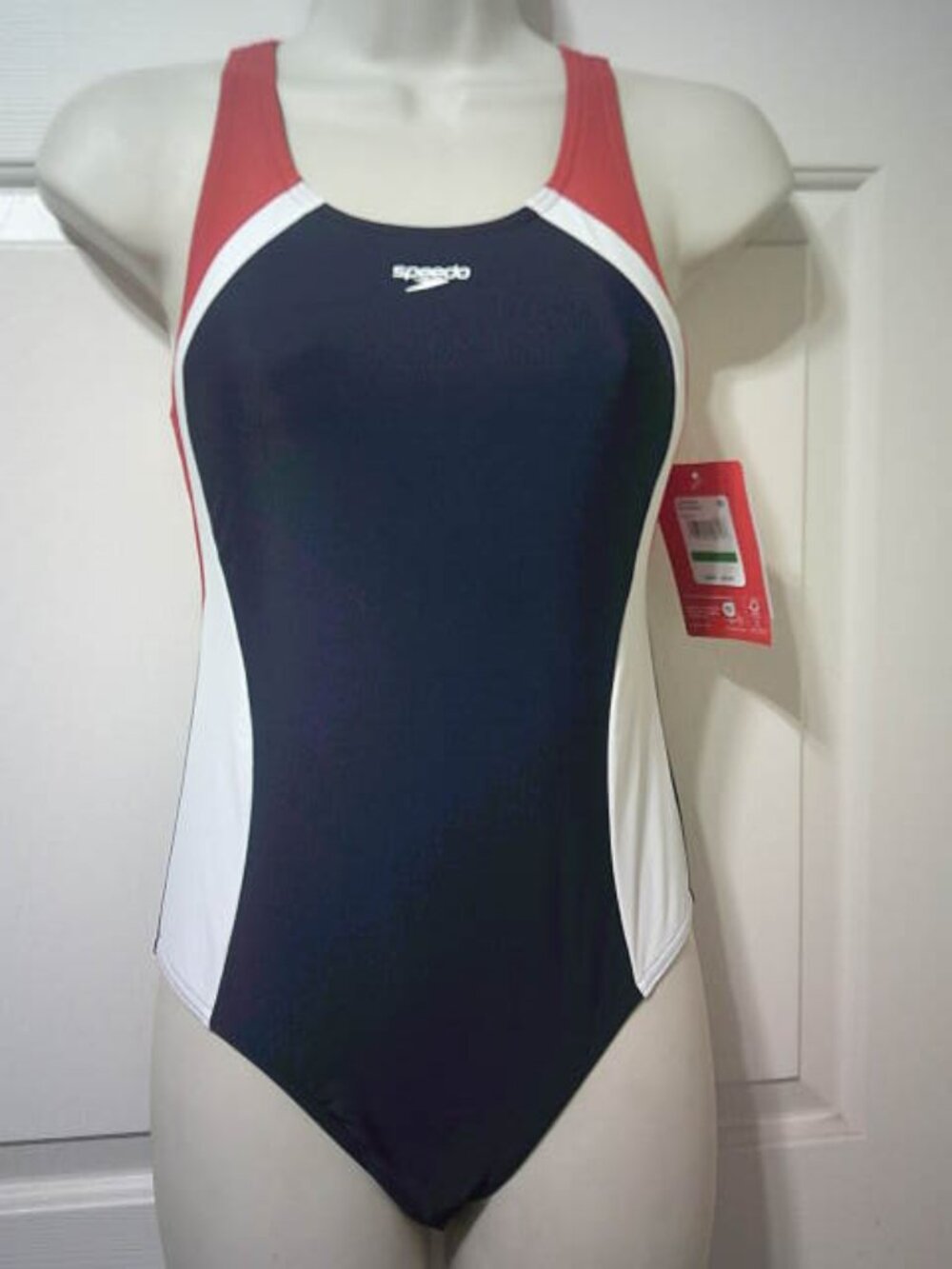 NEW GIRLS SZ XL 14-16 SPEEDO ONE PIECE SWIMWEAR SWIM SUIT PEACOAT DESIGN UPF50+